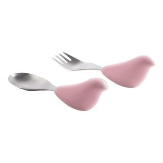 PICABOO 布咔寶 學習叉匙組, 304食品級不鏽鋼, 食品級聚丙烯PP, 適用年齡18個月以上, 芭蕾舞步粉, 1組