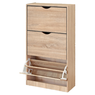 HOPMA 合馬家具 大容量拉門三層鞋櫃 C-R1301PMS 57.5 x 24 x 107.4cm 18kg, 淺橡漂流木, 3層