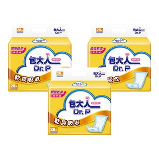 Dr.P 包大人 乾爽吸收 替換式尿片 鑽石型導流 添加抗菌除臭分子 超大背膠, 50 x 24cm, 28片, 3包
