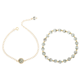 RADIANT STAR 璀璨之星 水晶 玉珠落盤綠幽靈水晶串珠 + 手鍊2件套組 KTL673