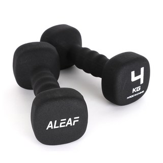 ALEAF 橡膠方頭啞鈴, 4kg, 2個