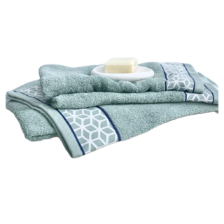 台灣 GOODin 葡萄牙 水立方系列 毛巾 100%純棉 480GSM 蓬鬆吸水快乾耐用, 松石綠, 3條