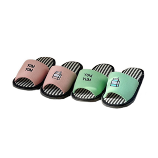 Sweet Home Slippers 牛奶圖案室內拖鞋組 Free size, 270mm, 粉色 + 綠色, 2雙