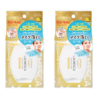 KOSE 高絲 LACHESCA 自由淨肌 零毛孔卸粧棉 極淨 Set 毛孔清潔 肌膚清爽 柔軟角質 有效卸妝 可卸除防水睫毛膏 大尺寸加厚, 50入, 2包