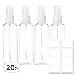 비타벨로 스프레이 여행용 화장품 소분 용기 100ml + 라벨스티커, 20개