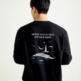 okstar 男女通用 海洋鯨魚 特殊雙面圓領T恤