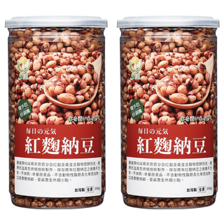 Global Garden 盛花園 豆米花 紅麴納豆 百分百紅麴加黃金豆穀物發酵 低溫真空烘培 口感香脆微鹹 非基因食品不含動物性脂肪, 330g, 2罐