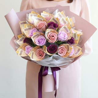 Beautiful Deco Sense 香皂玫瑰花束 20朵 + 提袋, 1件, 紫色混合