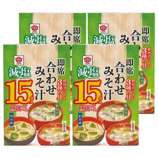 Masuya Miso 升屋 15食入綜合即食減鹽味噌湯 含3種配料, 300g, 4袋