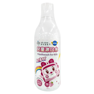 oh care 歐克威爾 兒童漱口水 Poli波力 草莓, 350ml, 1瓶