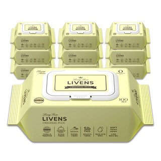 리벤스 NEW 오리지널 플러스 에디션 도톰한 엠보싱 물티슈 캡형, 50g, 100매, 10개