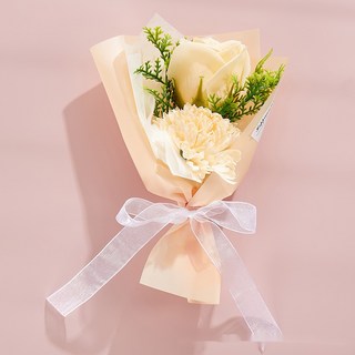 marketpia 納骨塔追思人造花迷你花束, 12 香檳蓋康乃馨玫瑰