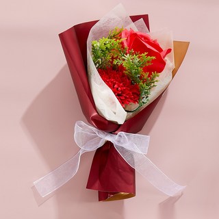 marketpia 納骨塔追思人造花迷你花束, 14 紅色蓋康乃馨玫瑰