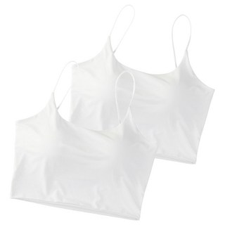 冰絲挖背細肩乳膠小可愛, 棉+聚酯纖維, 胸寬30cm, 白, 2件