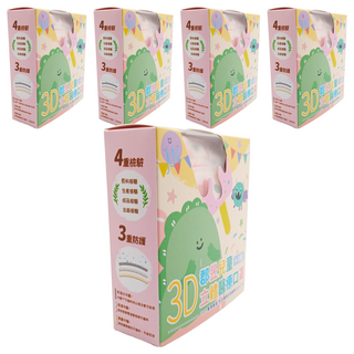 JUN 郡昱 兒童立體醫療口罩, FLOWER, 30片, 5盒