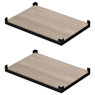 KI WISH 居家生活 單層角鋼層板 61x46公分MDF板 (雙面貼皮) - 角鋼配件, 黑色, 2片