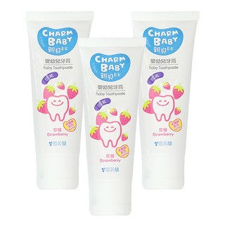 雪芙蘭 CHARM BABY 親貝比 嬰幼兒牙膏 草莓口味 木醣醇配方 低氟, 50g, 3條