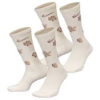 NIKE 男女 基本款長襪 U NK ED PLS CSH CRW 144, S(21~24cm), FP-FN9136900, 2雙, 米白色