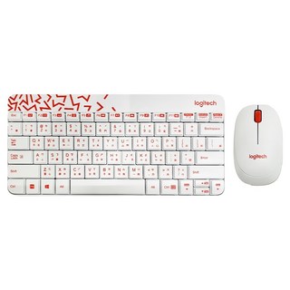 logitech 羅技 Nano 無線鍵盤滑鼠組, MK240, 白色 + 紅色, 無數字鍵盤