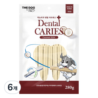 더독 강아지 카리에스 덴탈껌, 코코넛, 280g, 6개