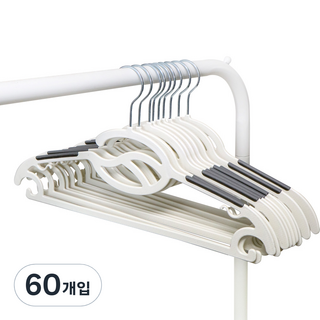 WhiteRabbit 디자인 논슬립 옷걸이, 몬스터 화이트 + 그레이(어깨패드), 60개