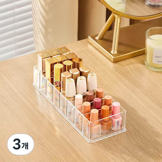 Full-Covered 壓克力8格唇膏眼影粉餅整理收納桌面線材收納盒, 3個, 透明