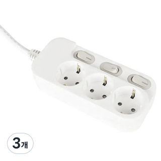 NEMOTAP Super Tap 獨立開關 3孔, 1.5m, 白色, 3個