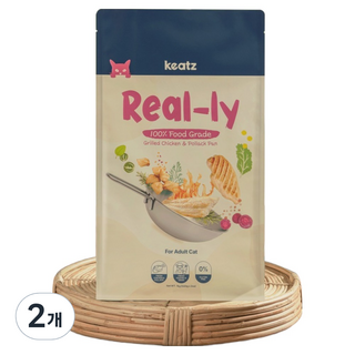 키츠 어덜트 고양이 리얼리 기능성 사료, 1kg, 2개, 닭 + 명태