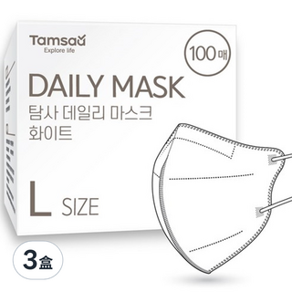 Tamsaa 日常鳥嘴型立體口罩 L 100片 3盒 白色 韓國製 成人