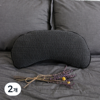 뽐에떼 잔줄 누비 반달 메밀 경추베개, 차콜, 2개
