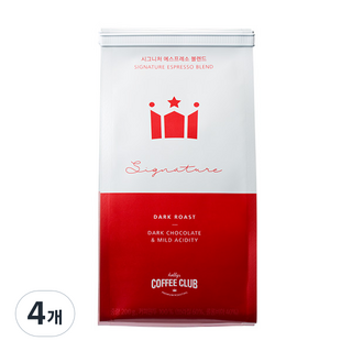 HOLLYS 招牌義式濃縮咖啡配方豆, 無研磨咖啡豆, 200g, 4個