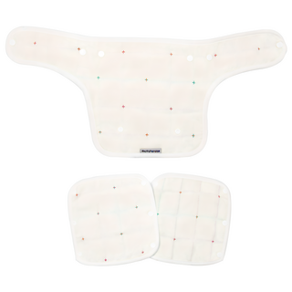 OhBabyLying 胸前 + 背帶口水巾組, 白色線條, 3條