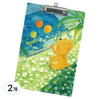 머니풀 드로잉 베어 학생 클립보드 A4, 2번 꽃밭, 2개