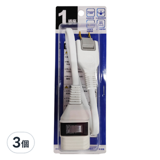 Mayka 明家 1插1開關中繼線15A AC 110V 60Hz, 30cm, 白色, 3個