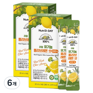 뉴트리디데이 리얼 유기농 올리브레몬 샷 100% 14p, 280ml, 6개