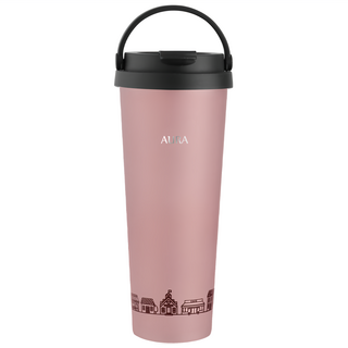 AURA 艾樂 台灣公司貨 小行星手提城市保溫杯 不鏽鋼內膽, 1個, 粉色, 700ml