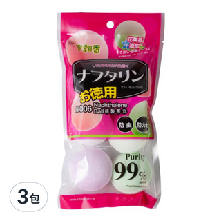 室翲香 彩色大粒丸, 防蟲防蛀, 360g, 3包