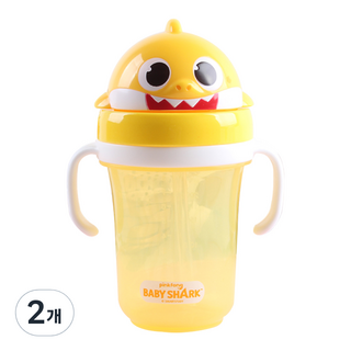 aizoum 立體鯊魚寶寶矽膠吸管杯, 300ml, 2個, 混色