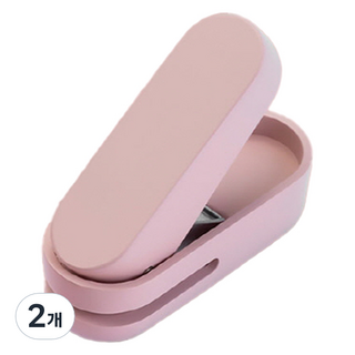 델리 누사인 휴대용 1공 원터치 문서펀치 NS088, 핑크, 2개