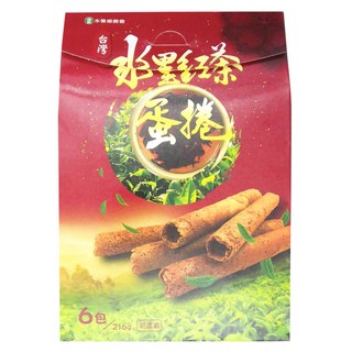 水里紅茶蛋捲, 6包入 台灣製造, 216g, 1盒