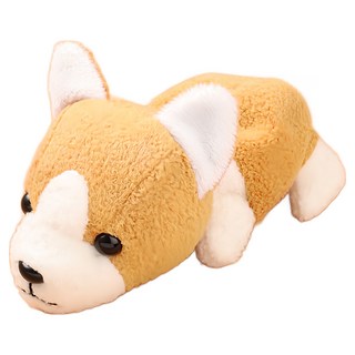 LittleBeans 狗狗造型沙包娃娃 柯基, 咖啡色 + 白色, 1個