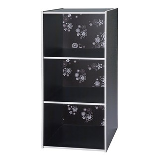 EASYHOME 花系列三層開放式收納櫃, 塑合板+纖維板, 黑色, 90 x 42 x 28.5cm