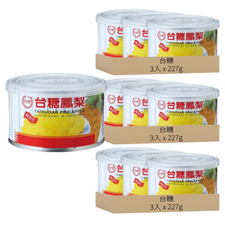 台糖 四分片鳳梨罐頭，重糖漿, 227g, 9罐