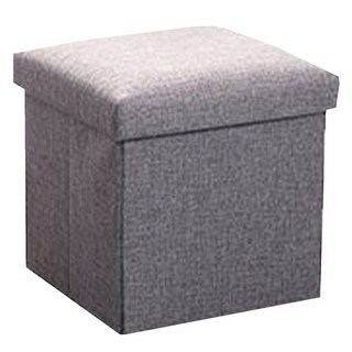 SIANG SI 多功能可折疊棉麻收納凳 40 x 25 x 25cm 灰色 舒適透氣, 1個