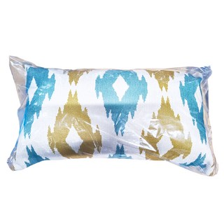 棉麻舒適長型抱枕 腰靠枕 布套可拆洗, 29 x 47.5cm, 藍綠圖騰