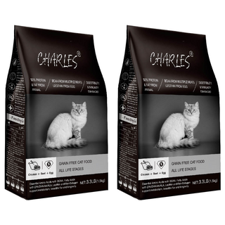 CHARLES 查爾斯 全齡貓 無穀貓糧, 鮮雞肉 + 牛肉 + 新鮮鱉蛋, 1.5kg, 2袋