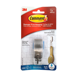 3M Command 無痕 金屬防水掛鉤 小型 BATH33, 銀色, 1個
