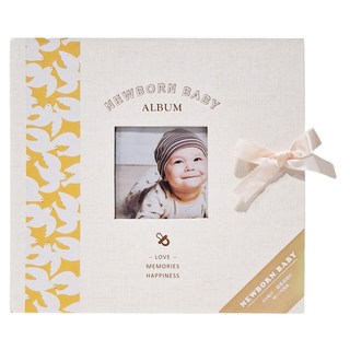 CCHING 青青文具 新生兒相本禮盒 4X6內頁20入 超音波內頁4入 記錄生命傳承的喜悅, 黃色, 24張