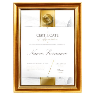 TRENY 古典A4獎狀證書相框 金色 PS塑膠 纖維板 可直立/橫躺擺放 可掛於牆上, 25.5 x 34 x 1.2cm, 1個