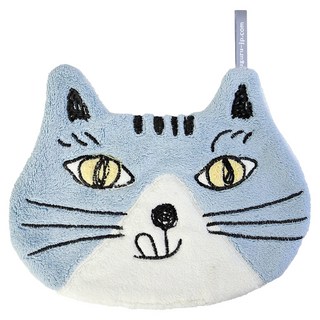 kUSUgURU JAPAN 日本眼鏡貓 吊掛擦手巾/模切造型吸水巾, 1個, Michyoro 藍色